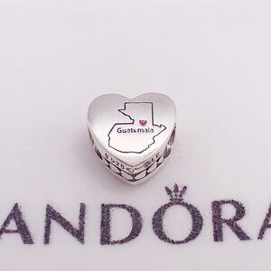 Pandora Guatemala Map I love Guatemala Heart Charm